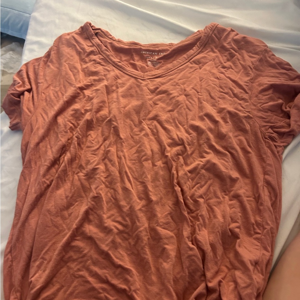 American Eagle Outfitters Women's Terracotta Short Sleeve Tee